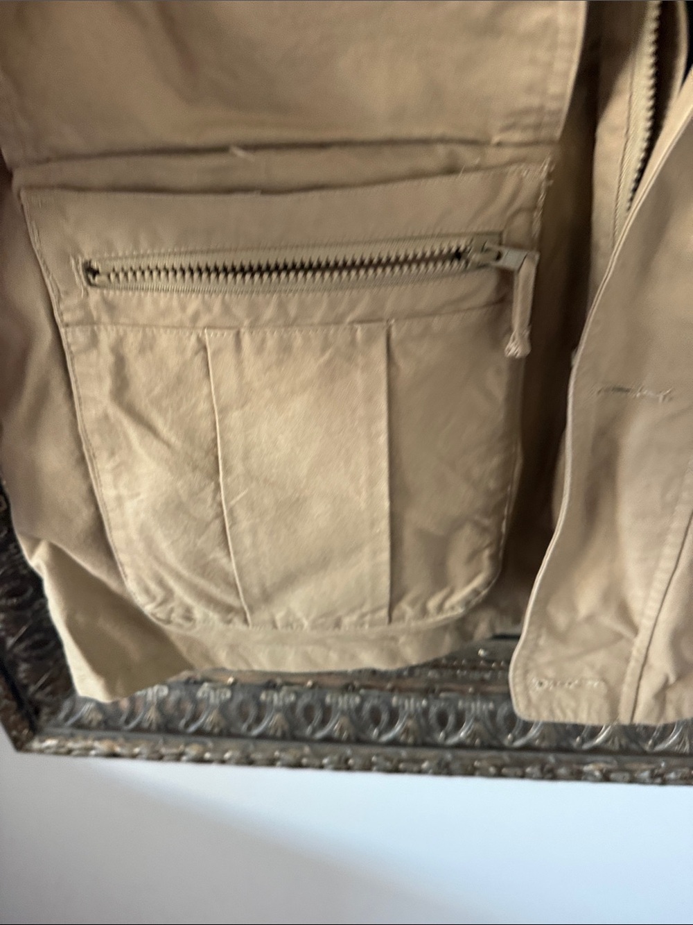 Orvis Tan Canvas Field Jacket with Brown Leather Collar - Picture 3 of 4